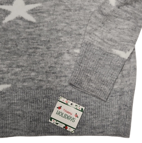 Happy Holidays XL Light Grey Sweater With Stars - Picture 4 of 7